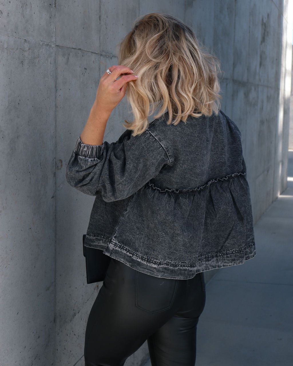 Andre Chambray Babydoll Top - Charcoal - FINAL SALE sold by Vici product image thumbnail 4