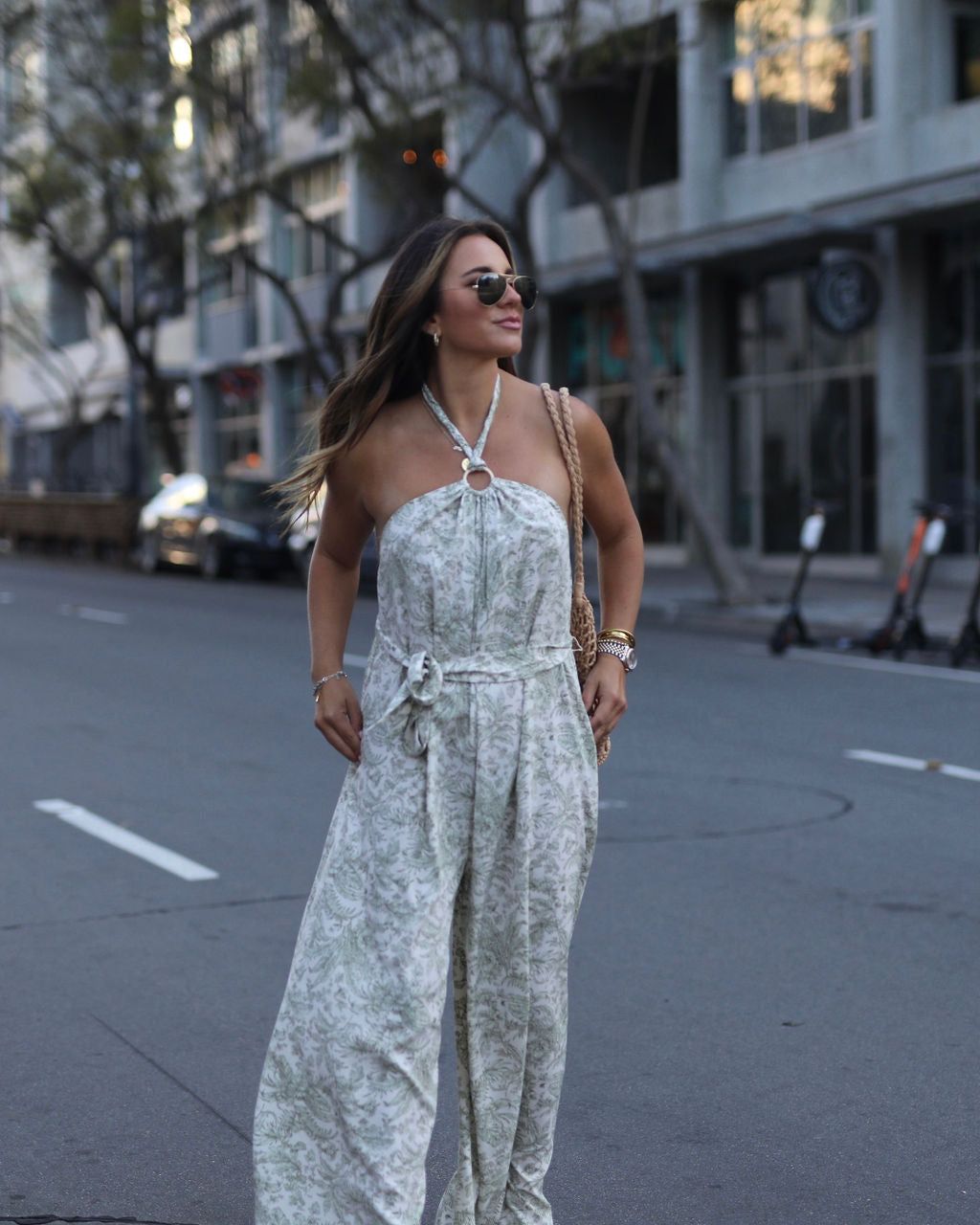 Caribbean Coast Dreams Printed Pocketed Halter Jumpsuit sold by Vici product image thumbnail 2