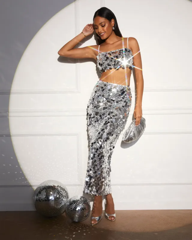 Liya Paillette Sequin Maxi Skirt sold by Vici
