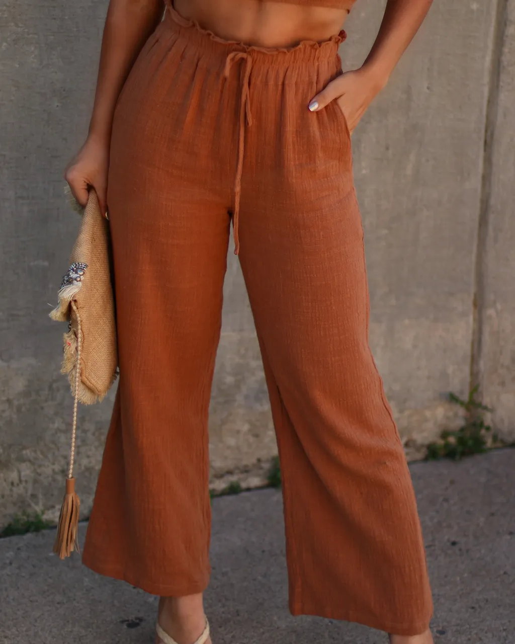 Blaise Drawstring Pocketed Wide Leg Pants sold by Vici product image thumbnail 3