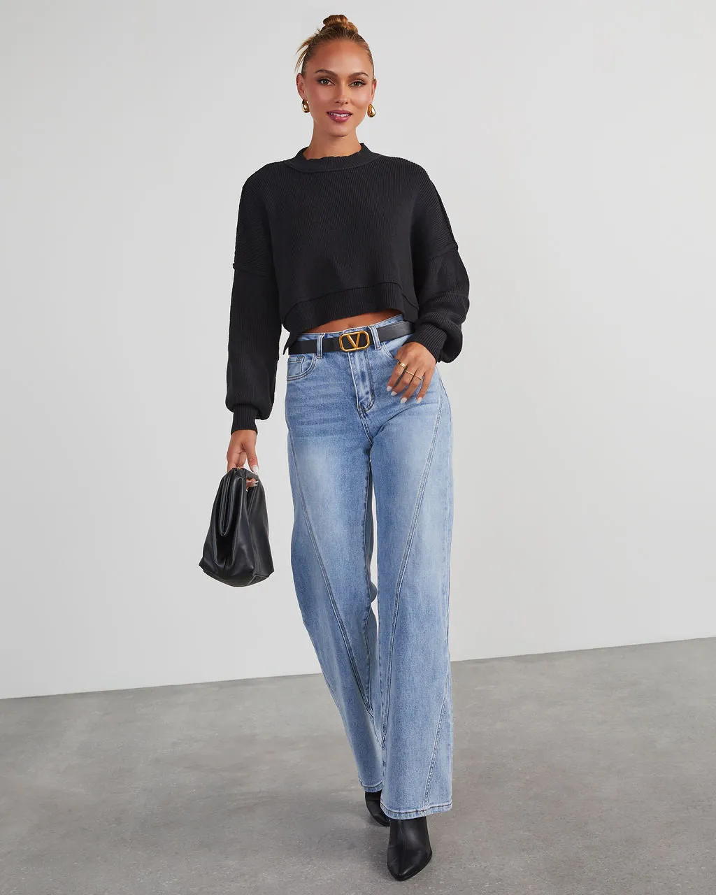 Girls Day Out Cropped Pullover Sweater sold by Vici