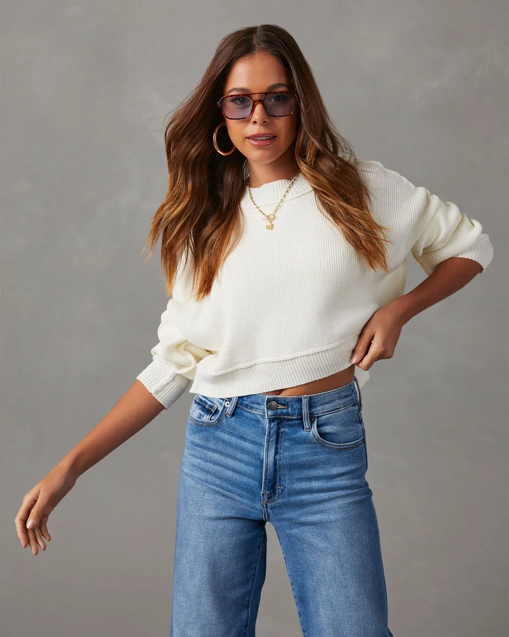 Girls Day Out Cropped Pullover Sweater sold by Vici product image thumbnail 5