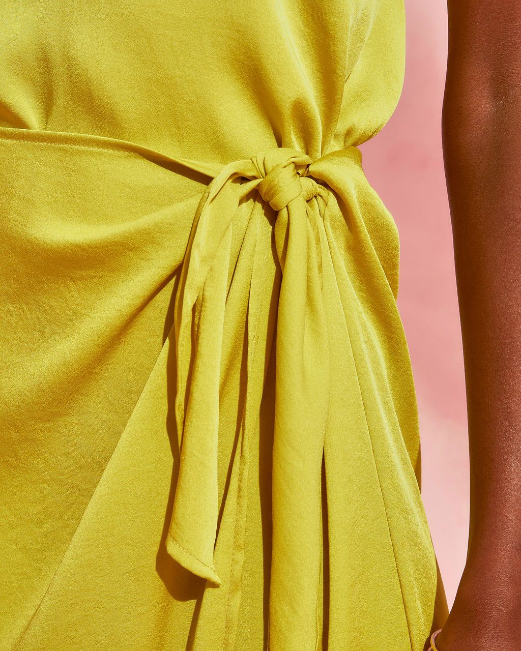 Magdalena Satin Wrap Midi Dress - Chartreuse - FINAL SALE sold by Vici product image thumbnail 3