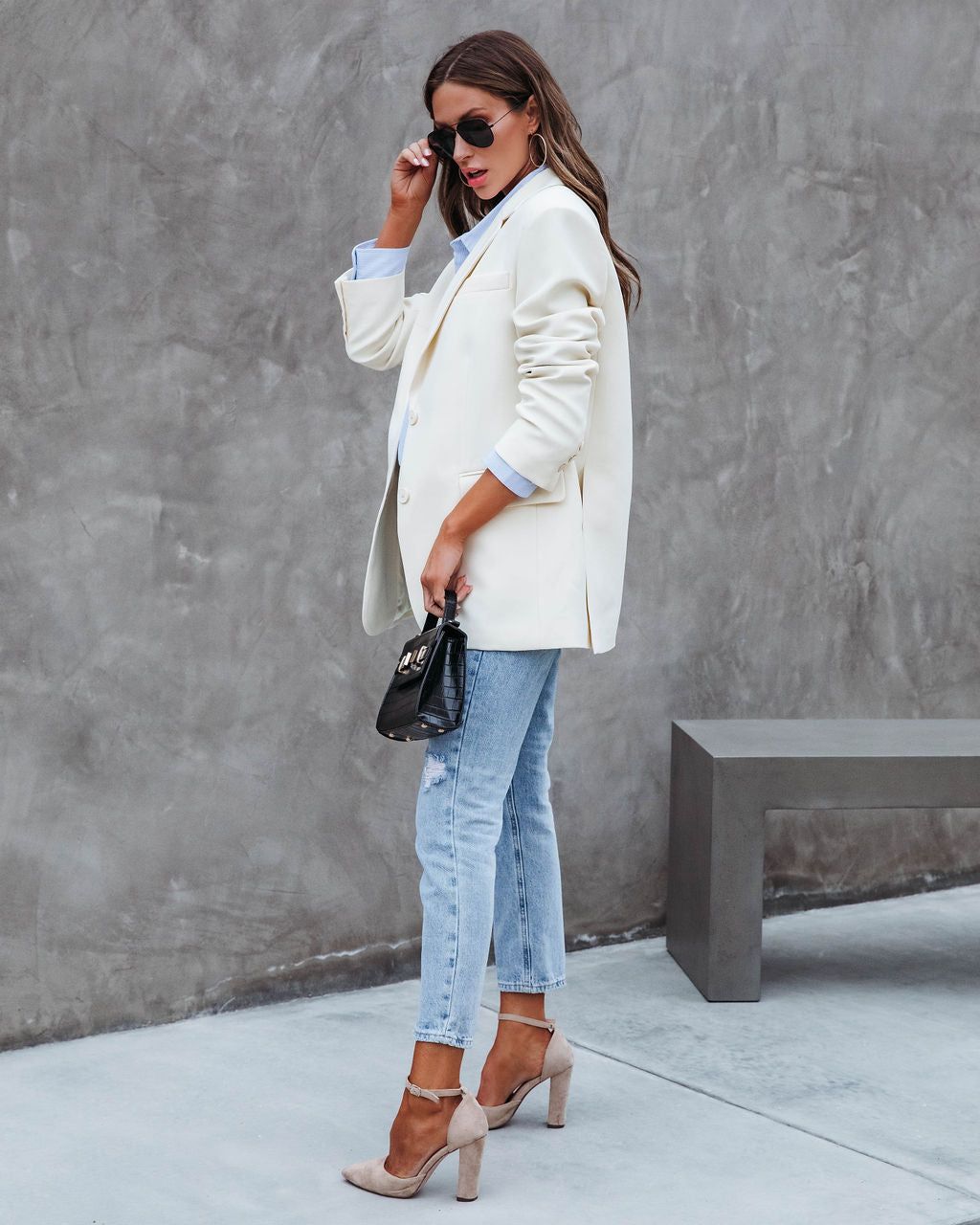 Aria Pocketed Blazer - Cream - FINAL SALE sold by Vici product image thumbnail 5