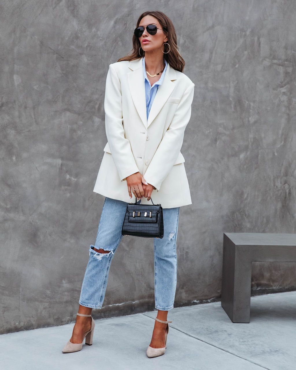 Aria Pocketed Blazer - Cream - FINAL SALE sold by Vici product image thumbnail 3