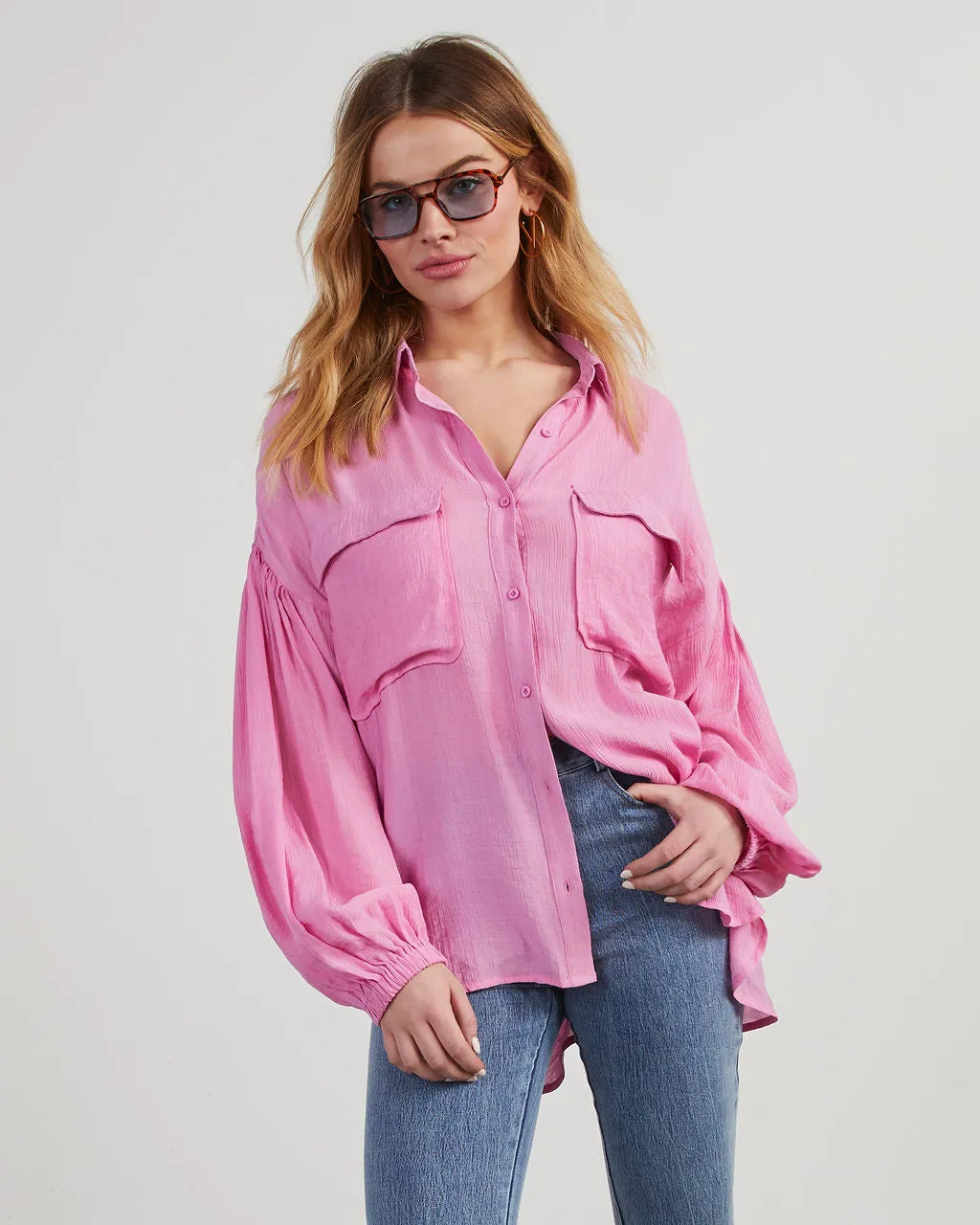 Elowen Balloon Sleeve Button Down Top sold by Vici product image thumbnail 5