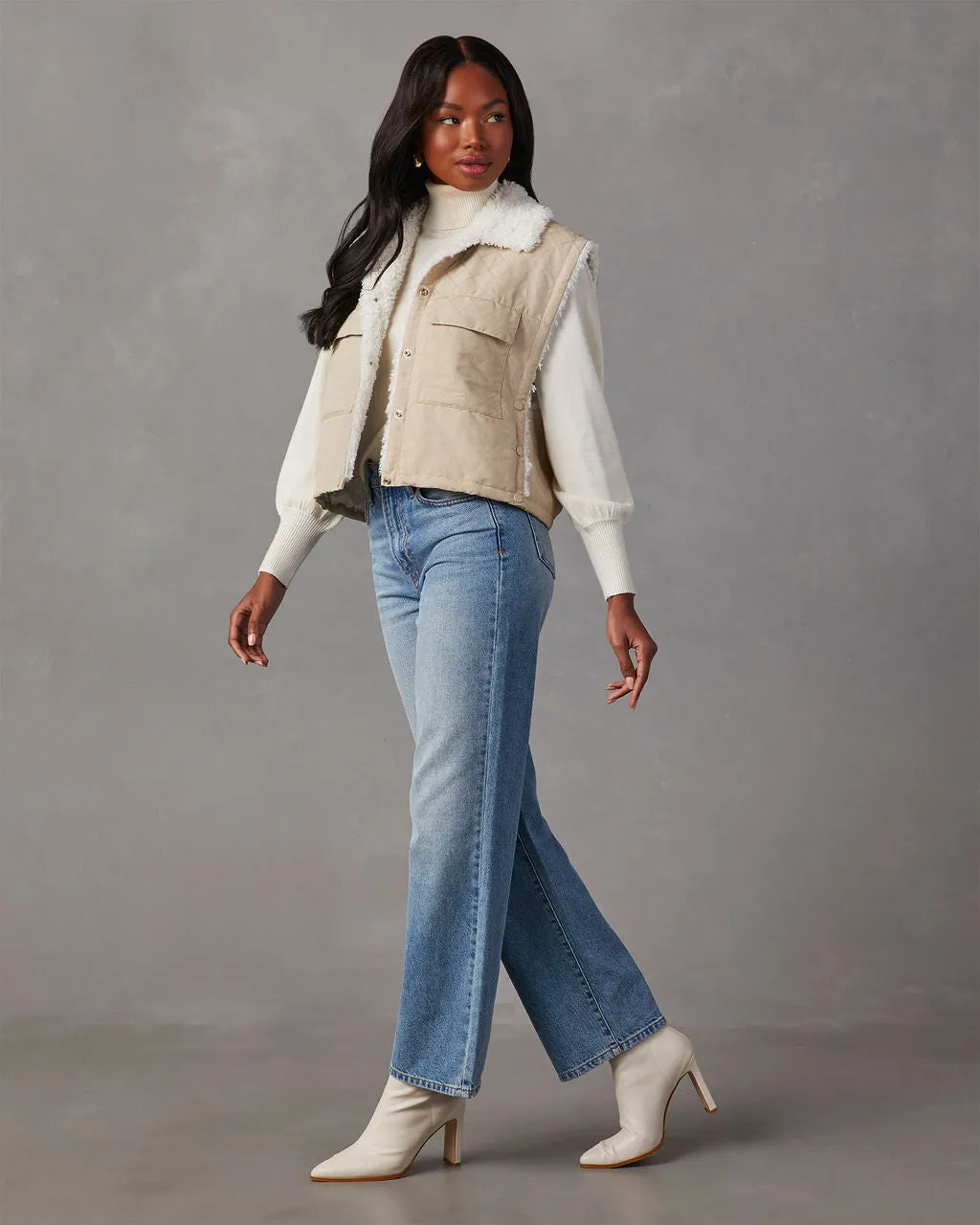 Everlasting Faux Fur Cropped Puffer Vest sold by Vici product image thumbnail 4