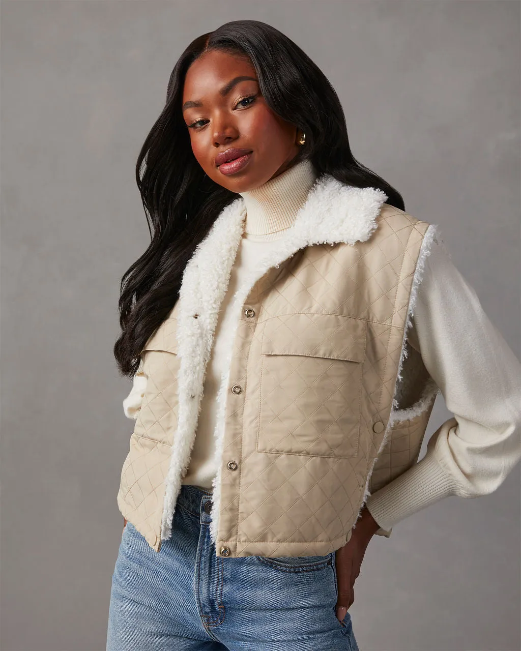 Everlasting Faux Fur Cropped Puffer Vest sold by Vici product image thumbnail 3