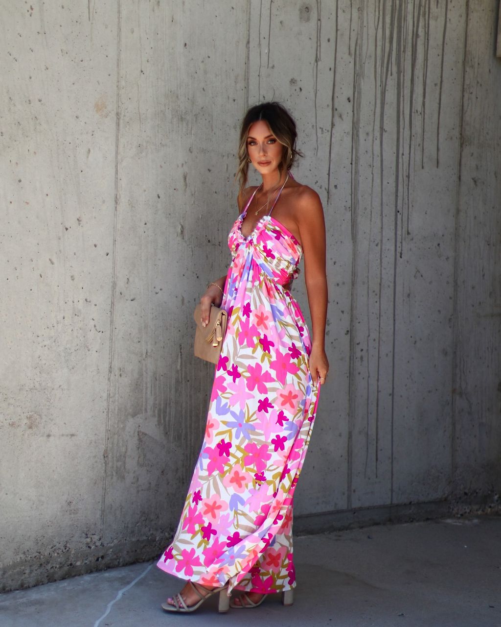 Inara Floral Halter Maxi Dress - Pink/Multi - SALE sold by Vici product image thumbnail 4
