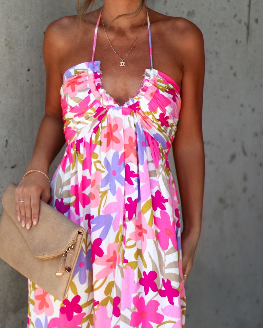 Inara Floral Halter Maxi Dress - Pink/Multi - SALE sold by Vici product image thumbnail 3