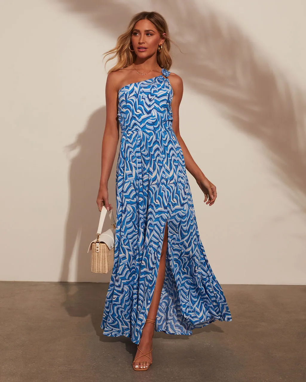 Maybelle One Shoulder Printed Maxi Dress sold by Vici