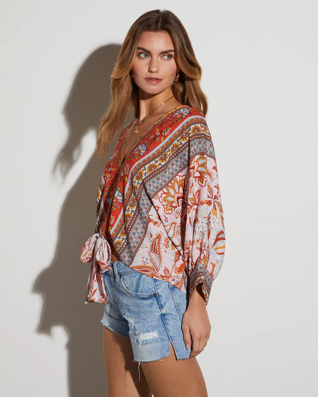 Makayla Abstract V-Neck Long Sleeve Top sold by Vici product image thumbnail 3