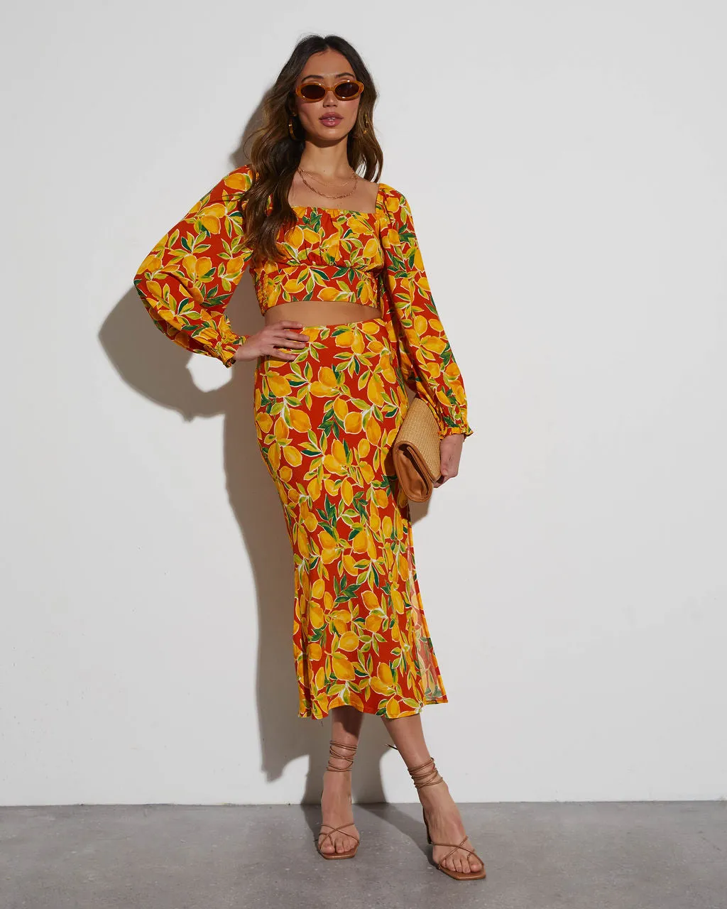 Lemon Spritz Long Sleeve Crop Top sold by Vici product image thumbnail 3