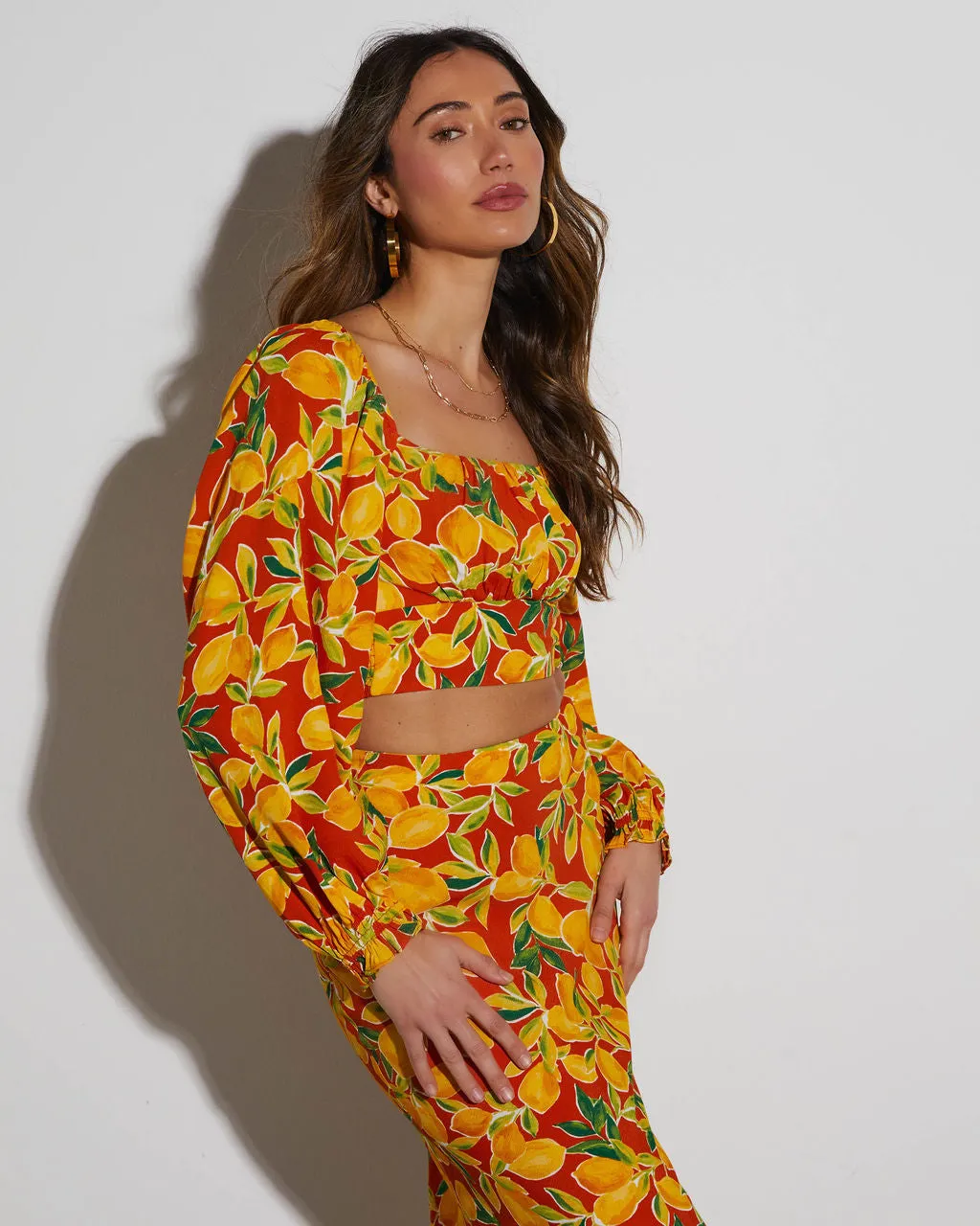 Lemon Spritz Long Sleeve Crop Top sold by Vici product image thumbnail 2