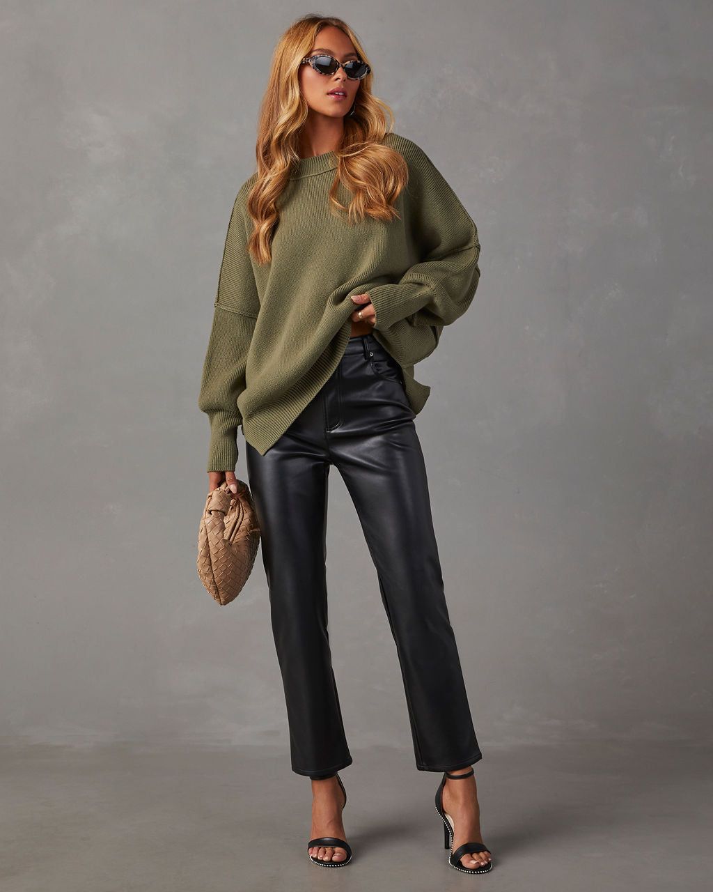 Elouise Knit Oversized Pullover Sweater - Olive sold by Vici product image thumbnail 5