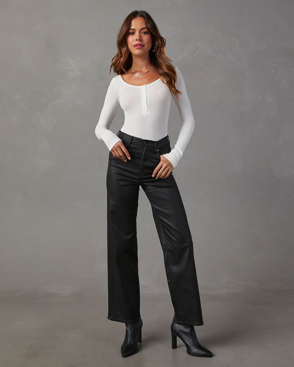 Venus Ribbed Knit Henley Bodysuit - White sold by Vici product image thumbnail 5