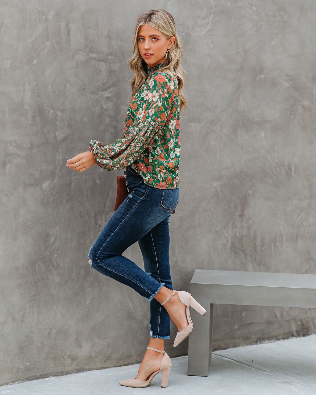 Evander Floral Balloon Sleeve Blouse - FINAL SALE sold by Vici product image thumbnail 5