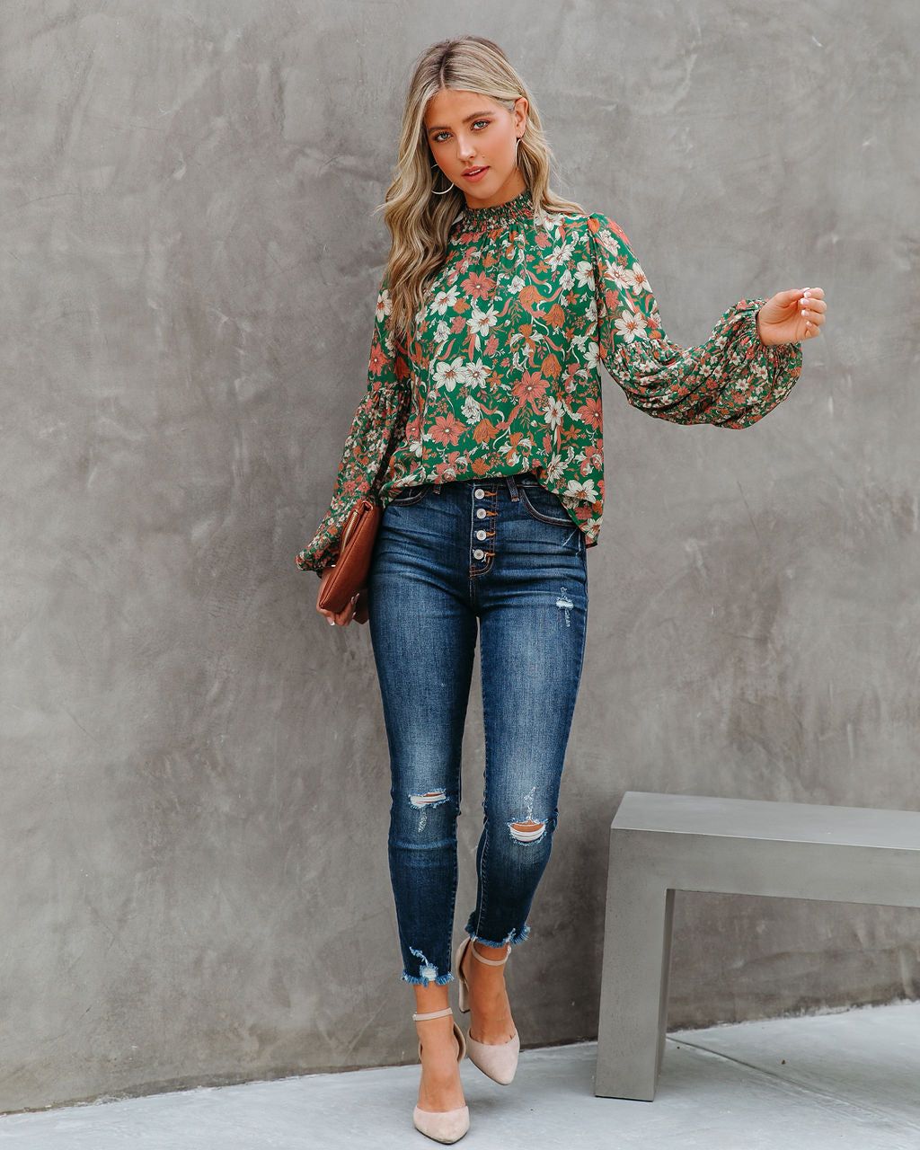 Evander Floral Balloon Sleeve Blouse - FINAL SALE sold by Vici product image thumbnail 4