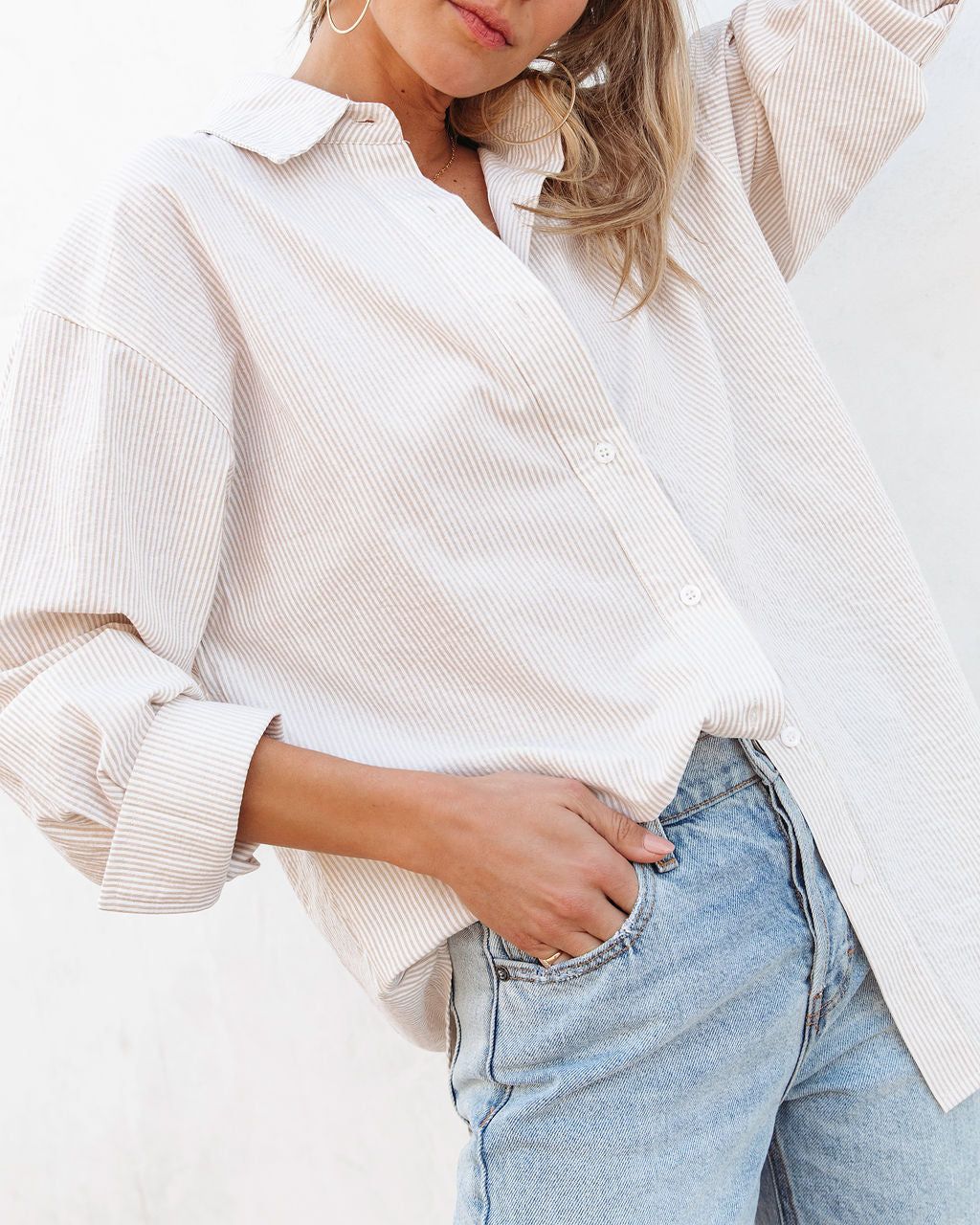 Sandy Days Cotton Stripe Button Down Top sold by Vici product image thumbnail 2