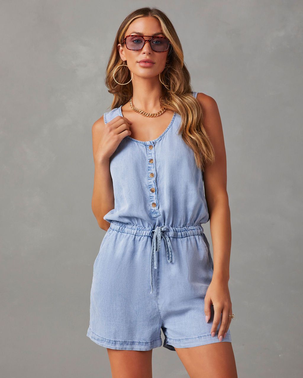 Lillith Drawstring Romper - Blue - SALE sold by Vici product image thumbnail 4