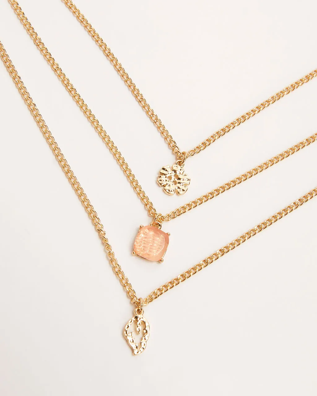 Blushing Peach Layered Charm Necklace sold by Vici product image thumbnail 4