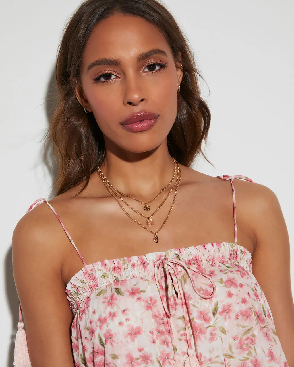 Blushing Peach Layered Charm Necklace sold by Vici