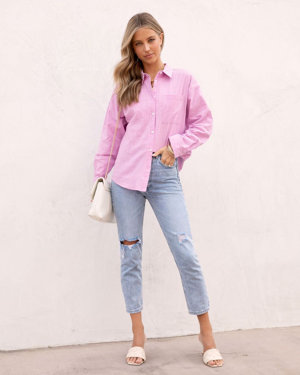 Breeze Along Cotton Button Down Top sold by Vici