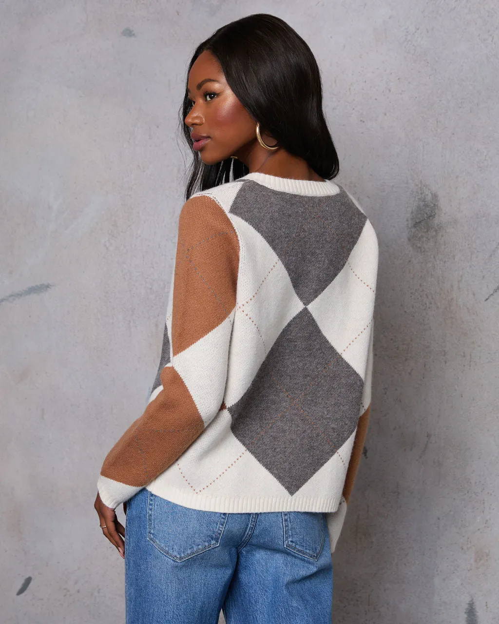 Argyle Print Button Down Cardigan sold by Vici product image thumbnail 4