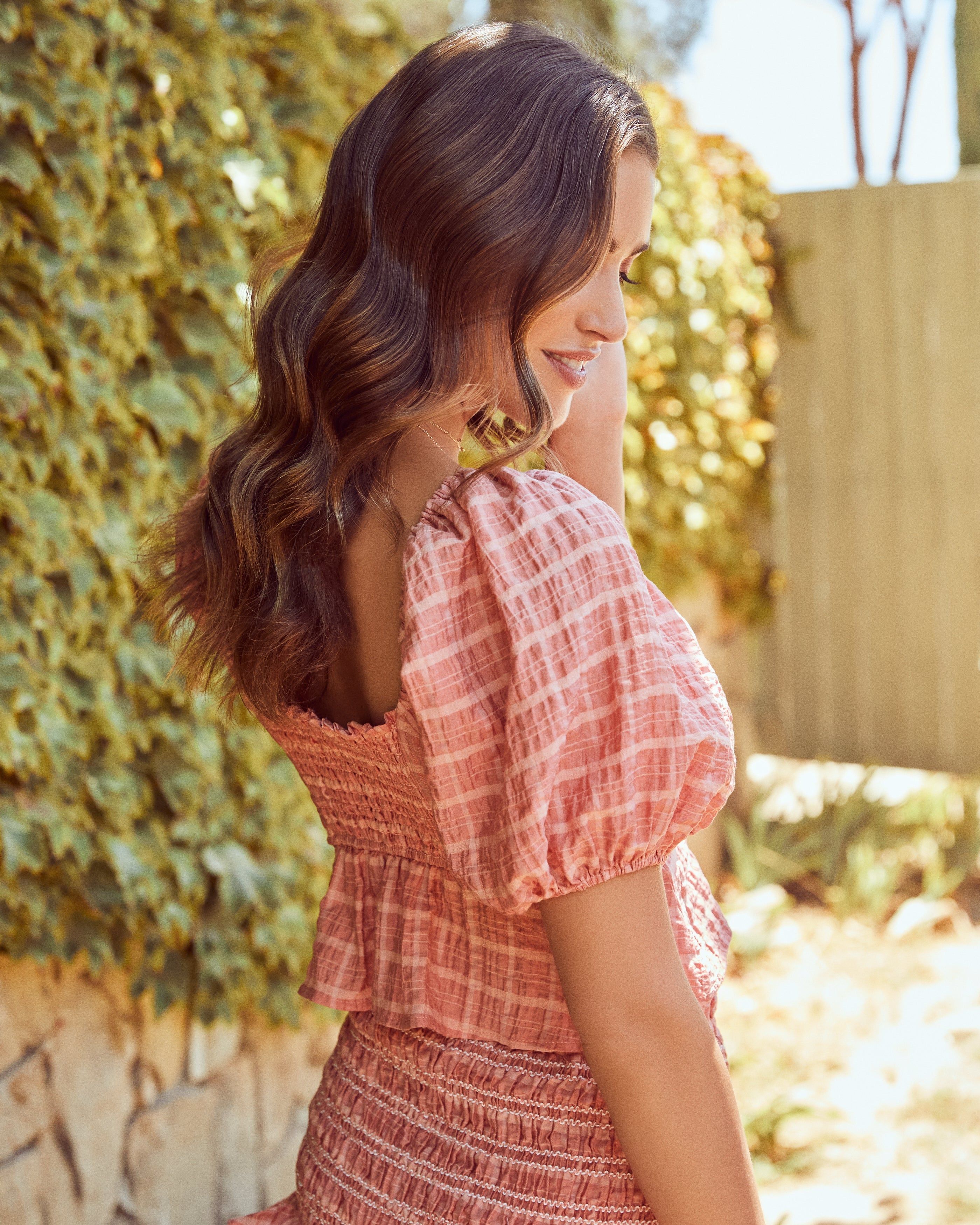 Tizzy Plaid Puff Sleeve Crop Top sold by Vici product image thumbnail 2