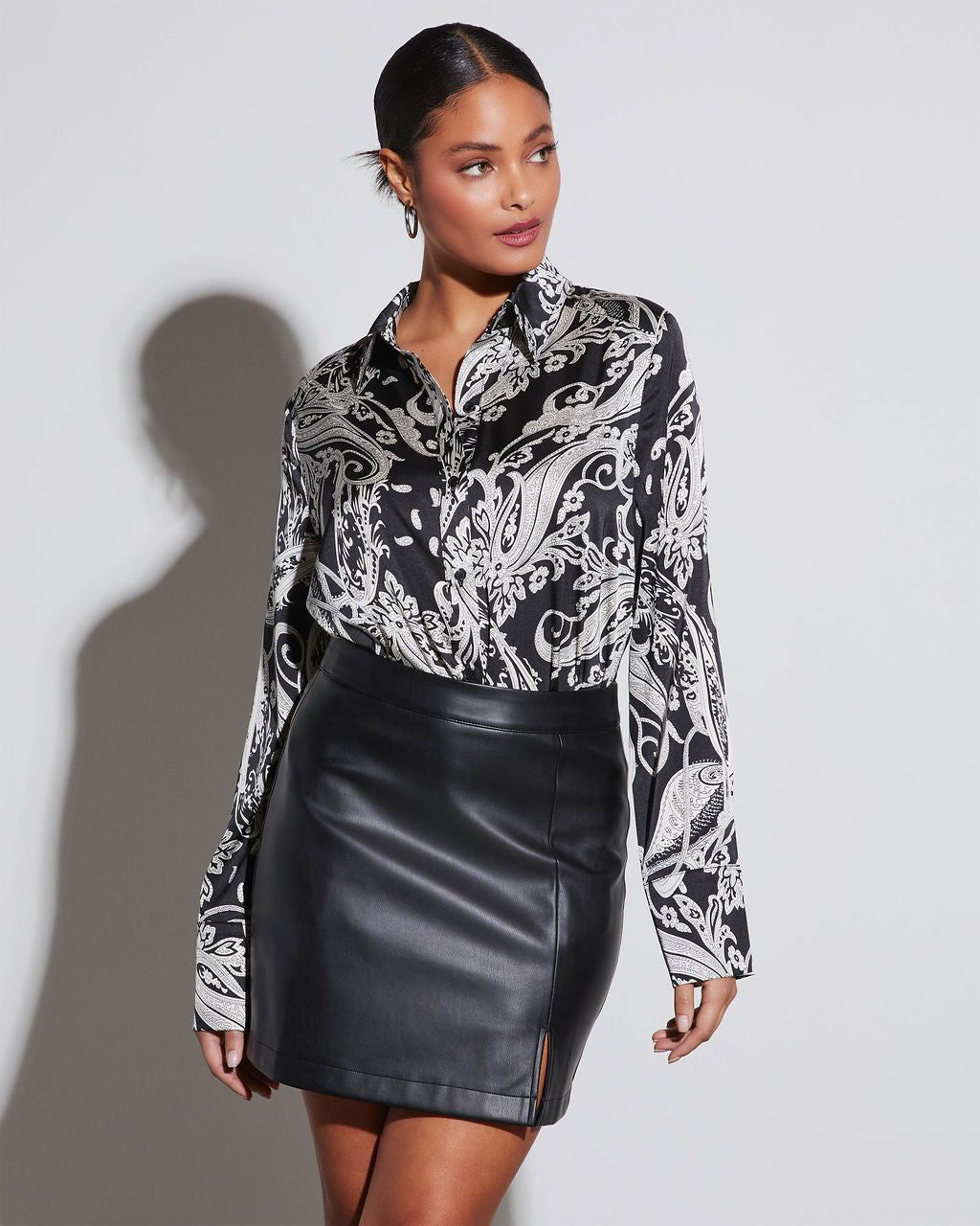 Cairo Printed Button Down Blouse sold by Vici