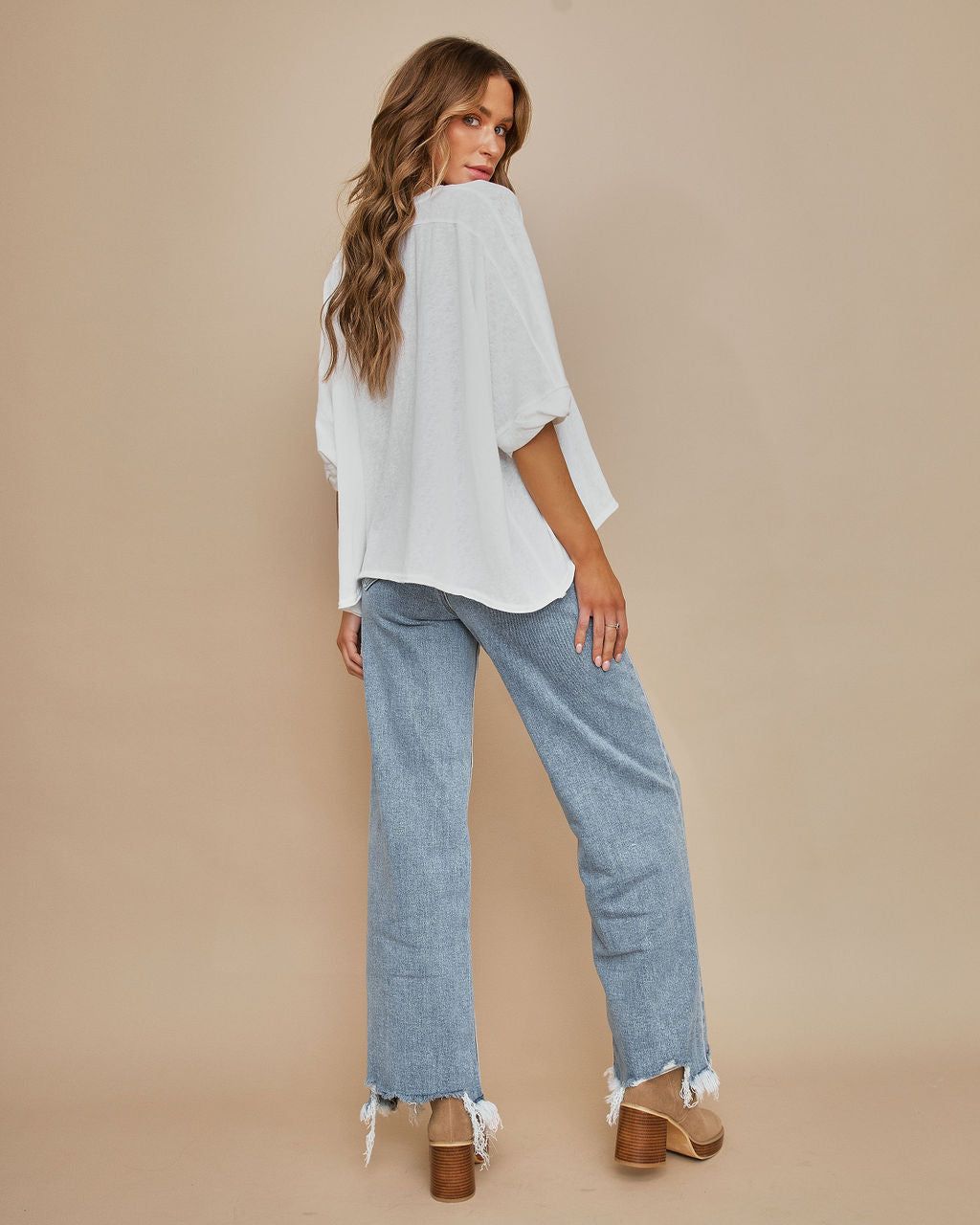 Laney Cotton Blend High Low Tee - White - LAST CHANCE sold by Vici product image thumbnail 4