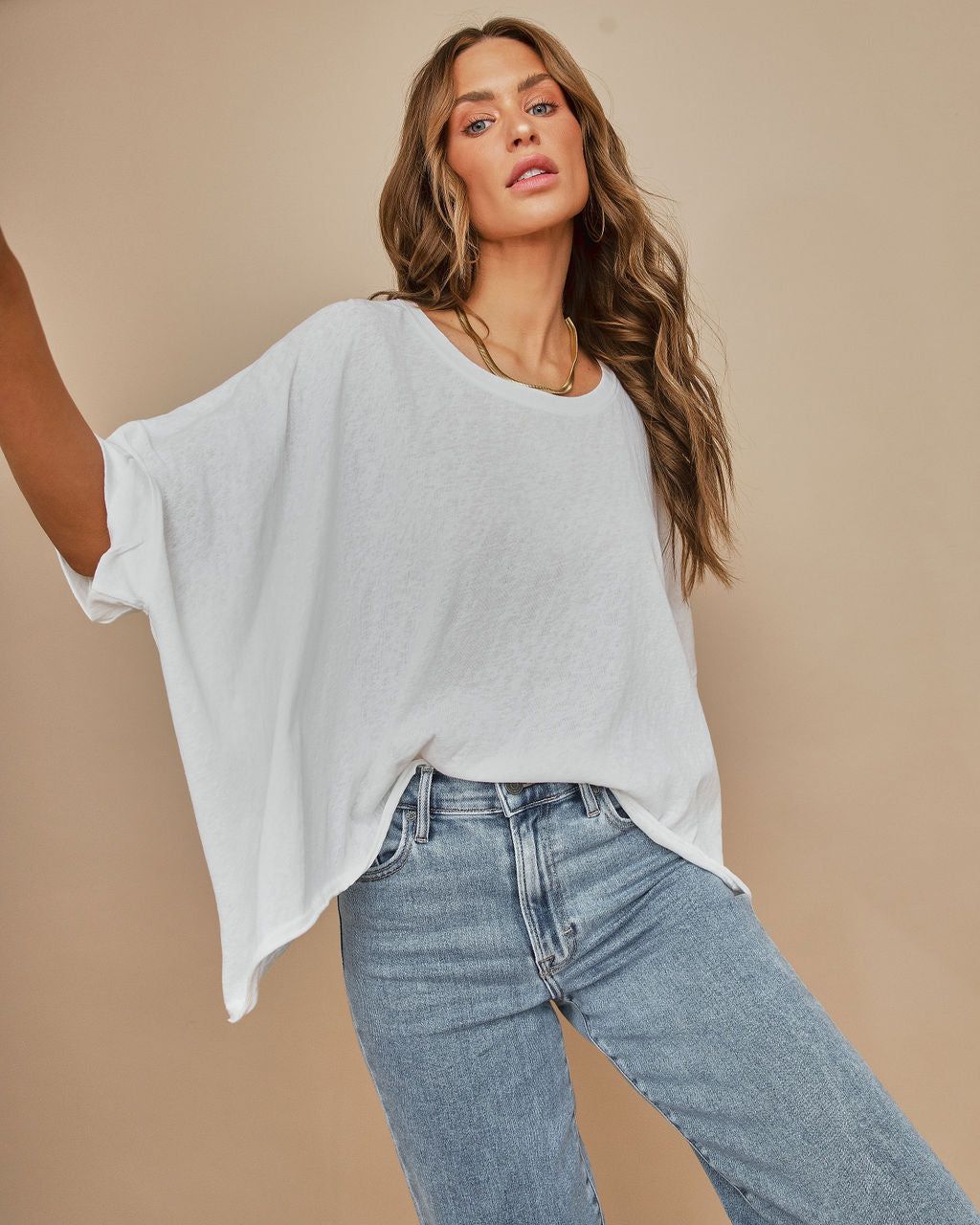 Laney Cotton Blend High Low Tee - White - LAST CHANCE sold by Vici product image thumbnail 6