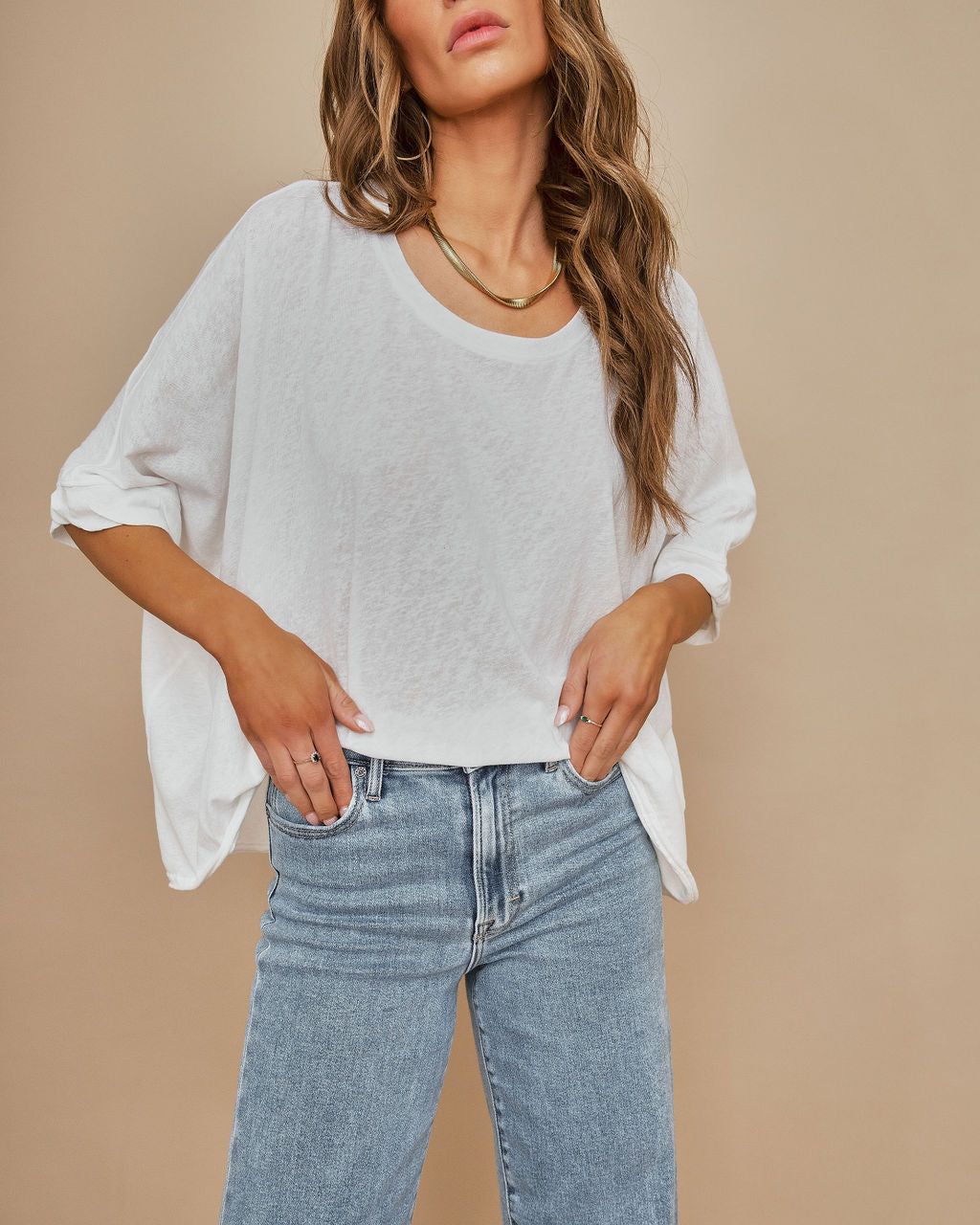 Laney Cotton Blend High Low Tee - White - LAST CHANCE sold by Vici product image thumbnail 2