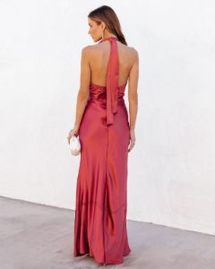 Not Your Babe Satin Halter Maxi Dress sold by Vici