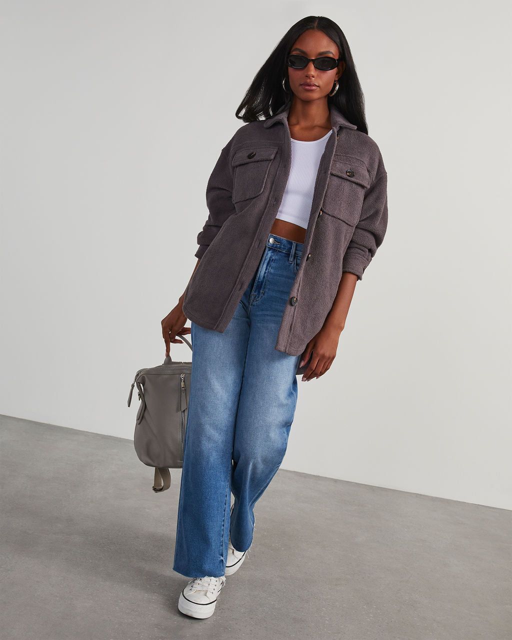 Down To Cuddle Cozy Shacket - Dark Charcoal sold by Vici product image thumbnail 6