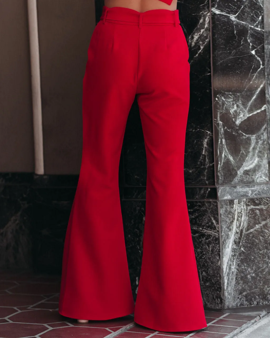 Runway Pocketed Belted Flare Trousers sold by Vici product image thumbnail 4