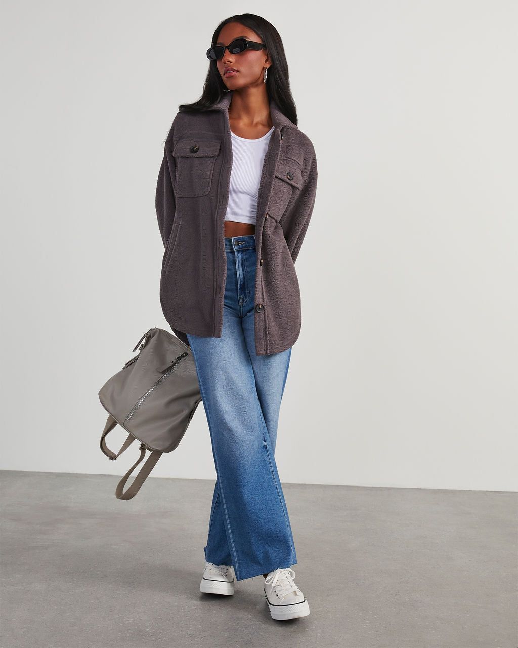 Down To Cuddle Cozy Shacket - Dark Charcoal sold by Vici product image thumbnail 2