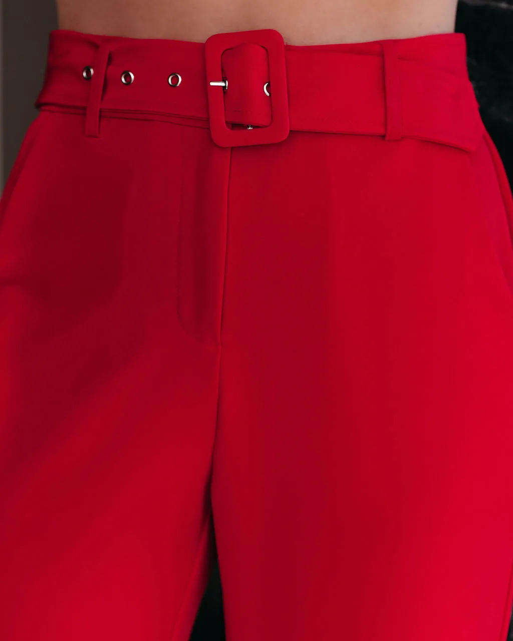 Runway Pocketed Belted Flare Trousers sold by Vici product image thumbnail 2