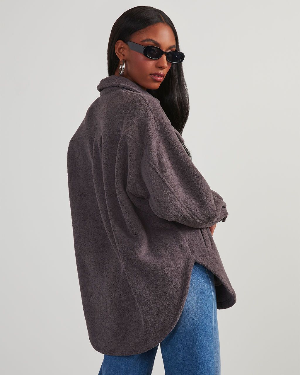 Down To Cuddle Cozy Shacket - Dark Charcoal sold by Vici product image thumbnail 4