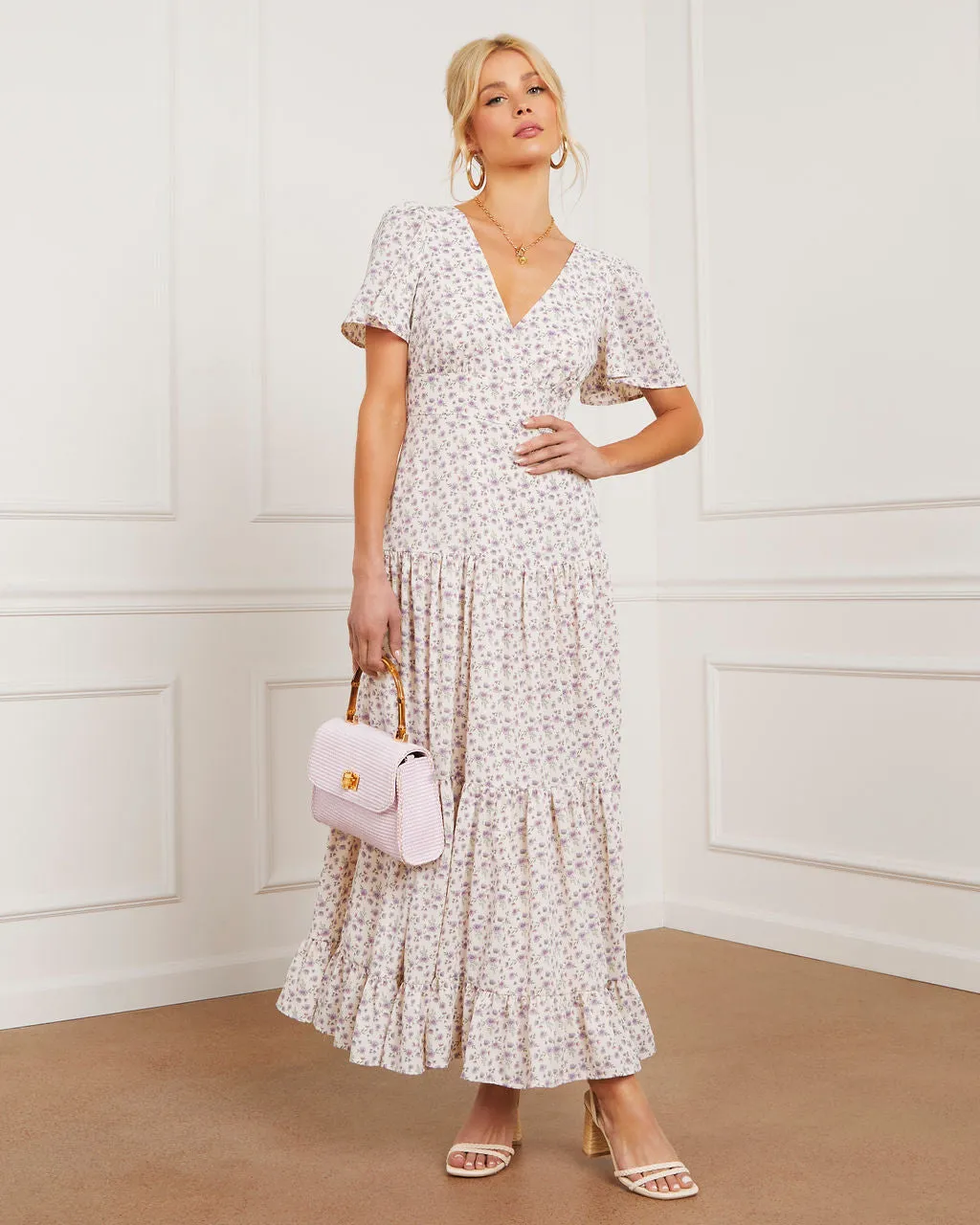 Ashlyn V-Neck Tiered Maxi Dress sold by Vici product image thumbnail 4