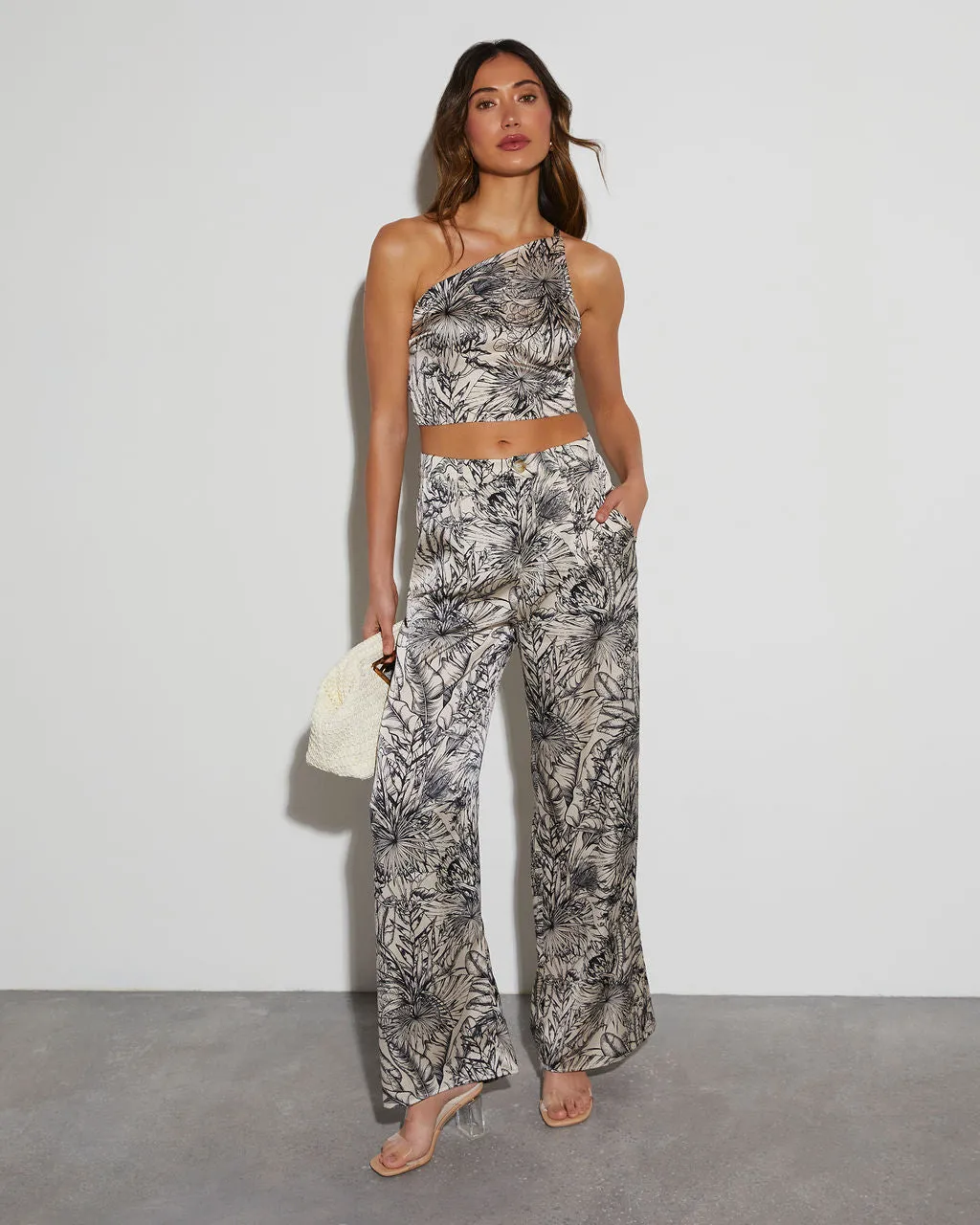 Kaia Tropical Satin One Shoulder Top sold by Vici product image thumbnail 2