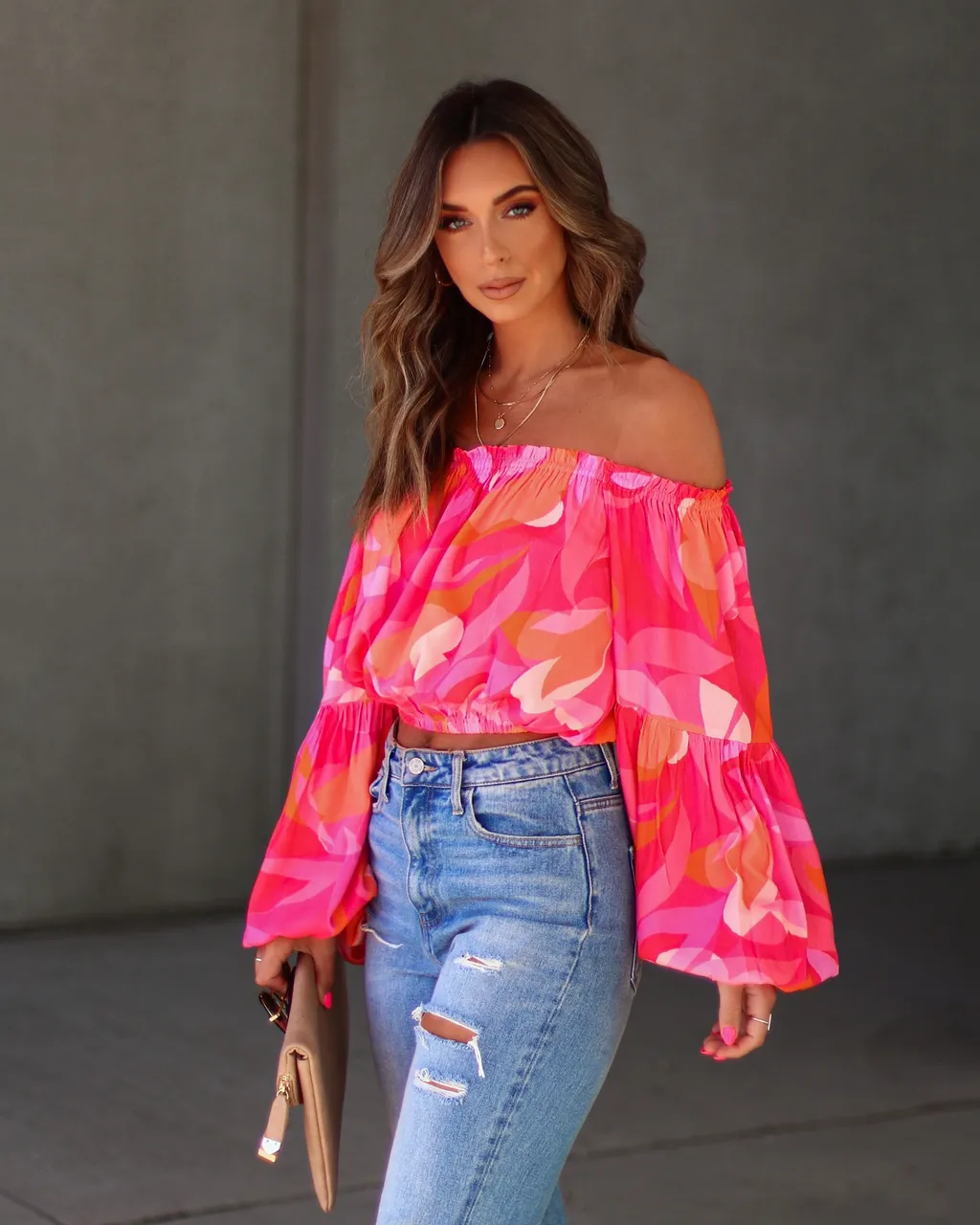 Tropical Spring Printed Off The Shoulder Top sold by Vici