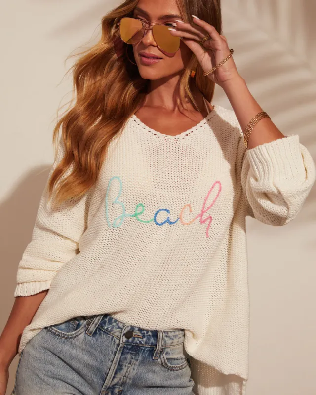 Beach Days Relaxed Pullover Sweater sold by Vici
