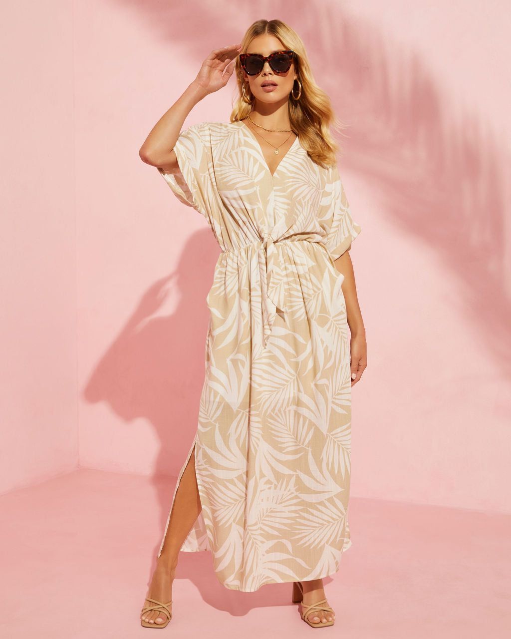 Sand And Sea Wrap Midi Dress - Cream/Beige - SALE sold by Vici product image thumbnail 6