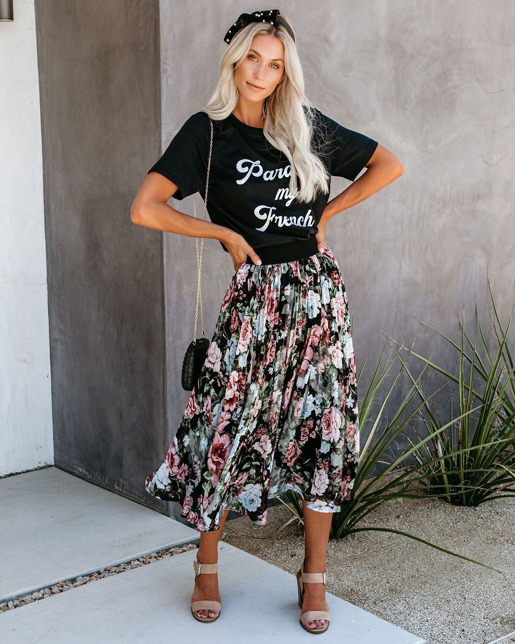 Pleats, Please Floral Midi Skirt sold by Vici