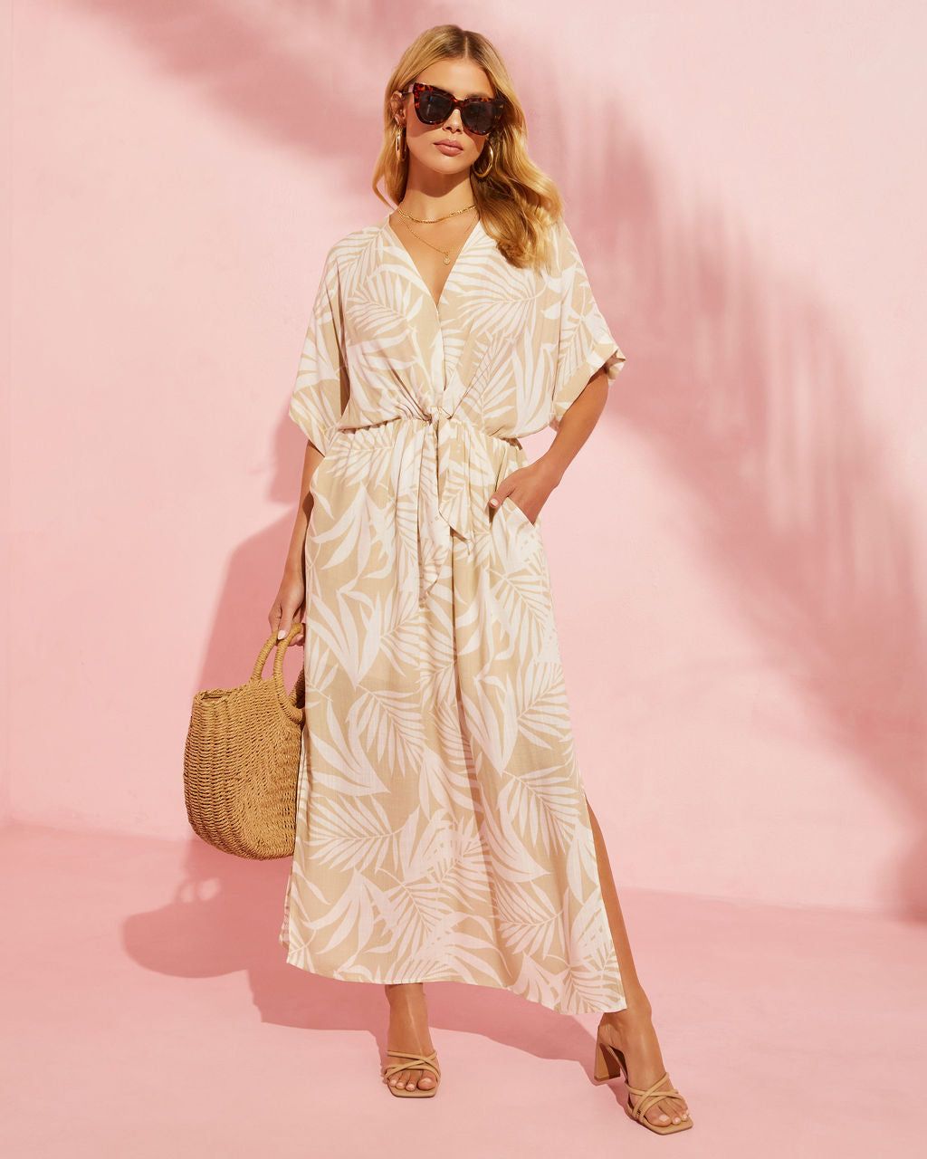 Sand And Sea Wrap Midi Dress - Cream/Beige - SALE sold by Vici product image thumbnail 5
