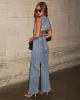 Janie Flare Leg Denim Jumpsuit sold by Vici