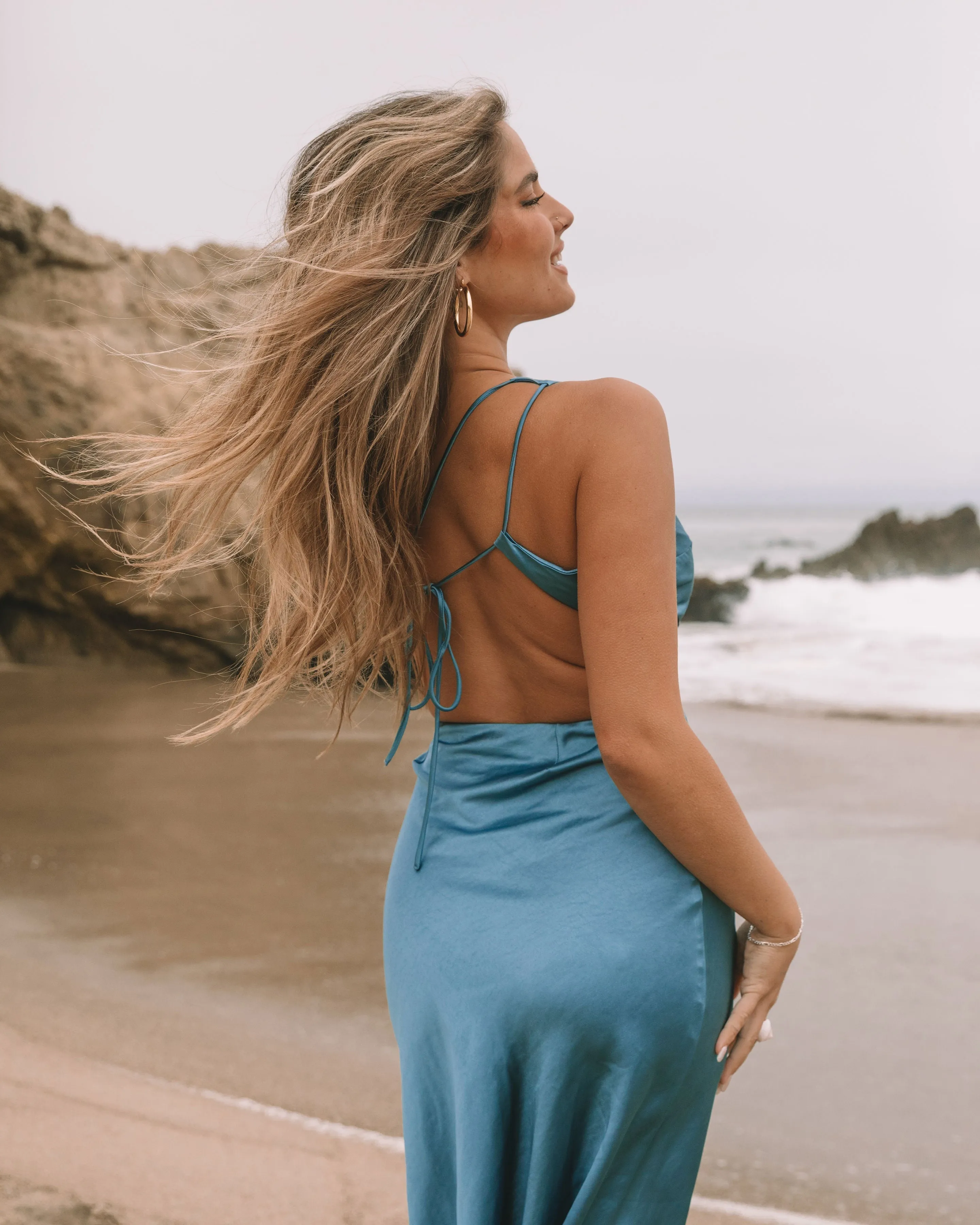 Cosmia Satin Cutout Midi Dress sold by Vici product image thumbnail 2