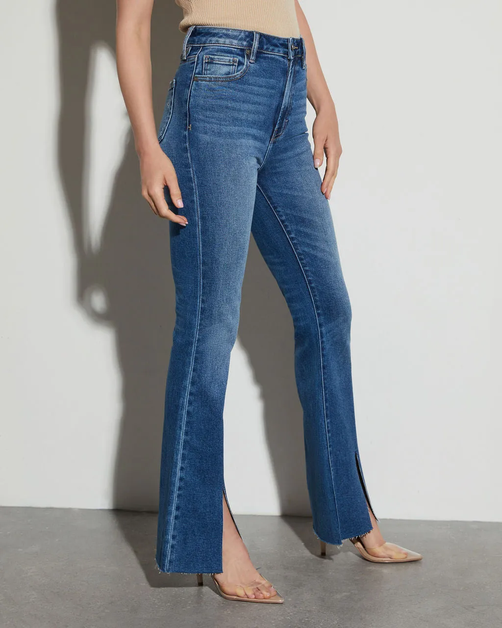 Joey High Rise Stretch Split Hem Flare Jeans sold by Vici product image thumbnail 4