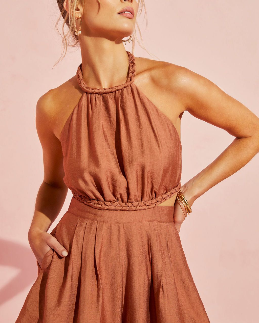 Raze Halter Pocketed Romper - Clay - FINAL SALE sold by Vici product image thumbnail 3